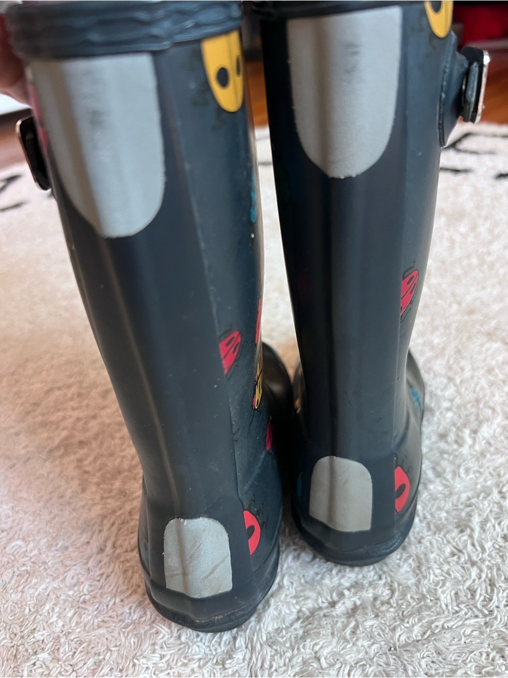 Hunter Kids Navy Rain Boots with Multicolor Ladybug Print - Picture 4 of 9